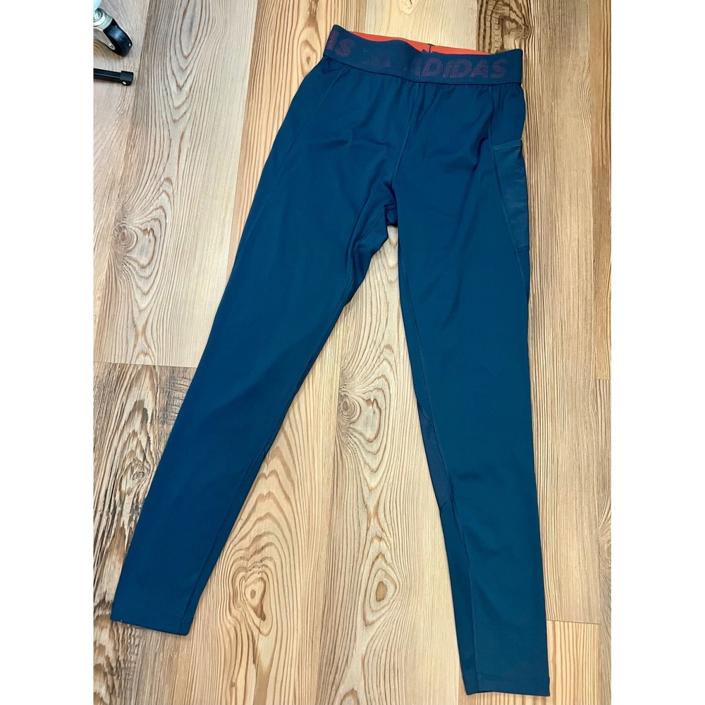 Adidas Techfit Primegreen Leggings Womens Medium Navy Blue Orange Compression